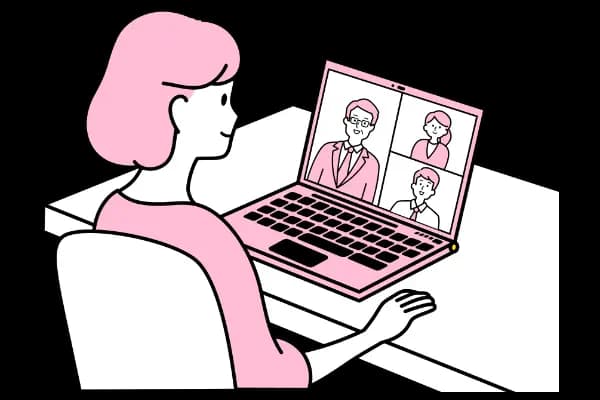 オンラインでヒアリングを受ける女性