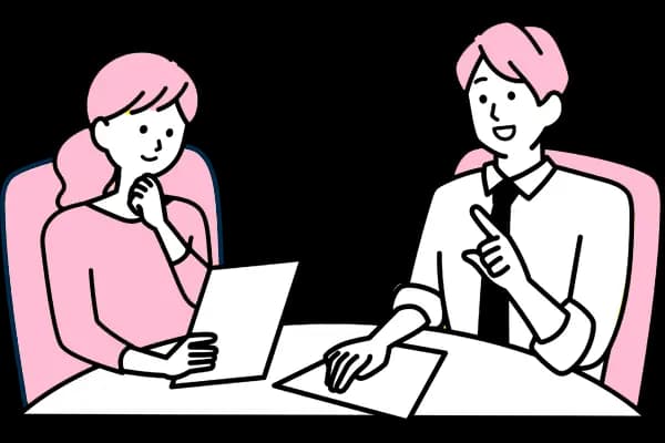 ホームページ制作の提案を受ける女性